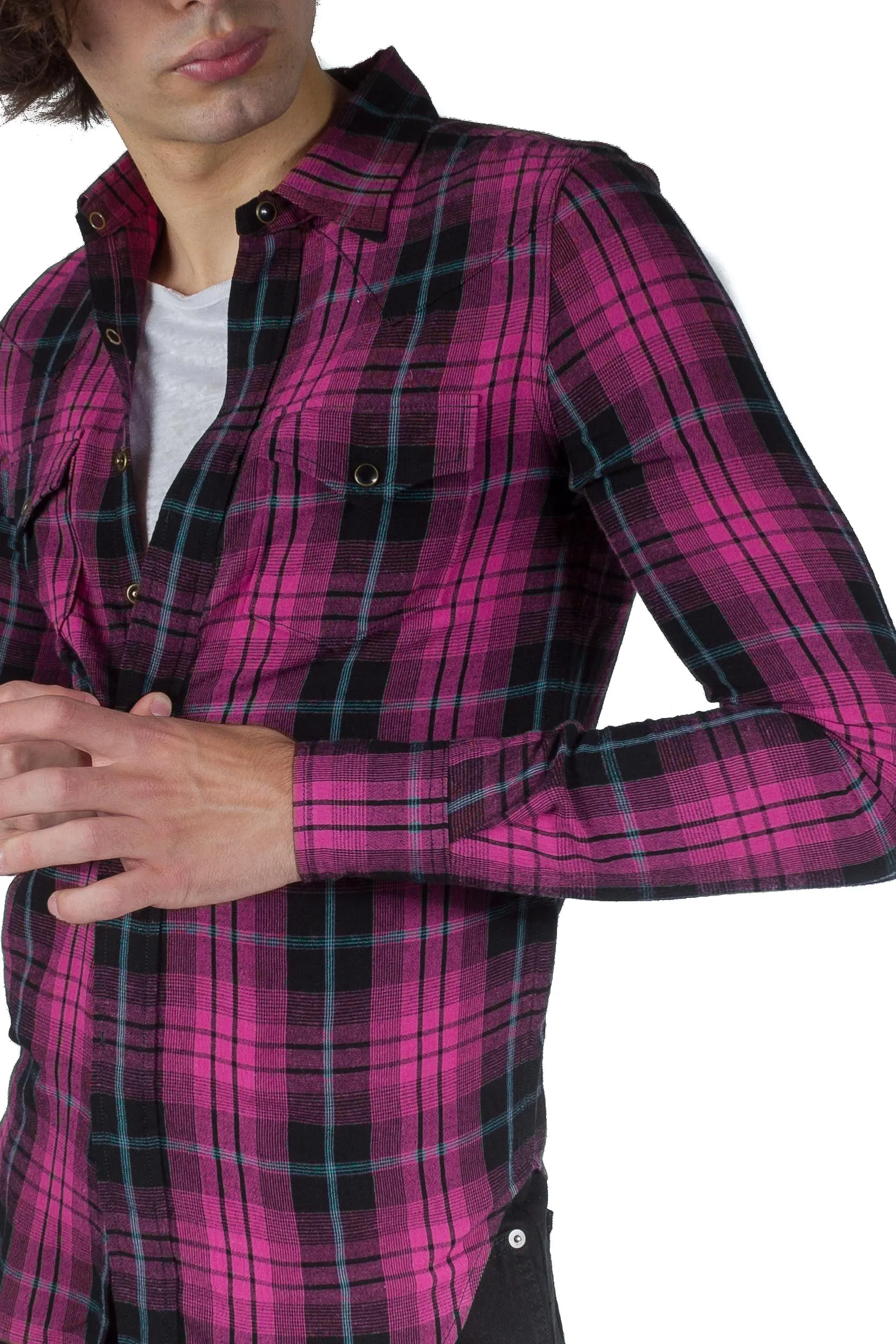 Saint Laurent Slim Western Shirt Black/Pink