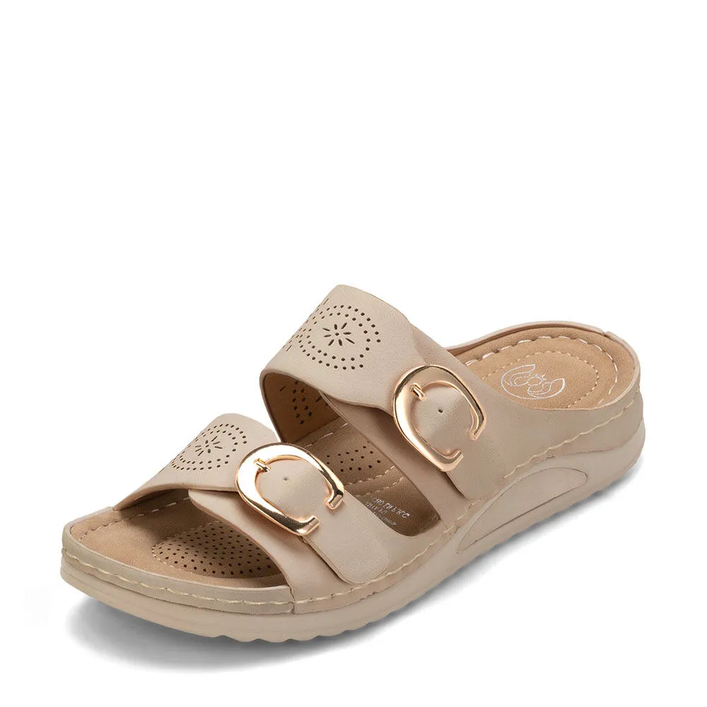 Sandalia Plana Beige Casual Jn31 Weide