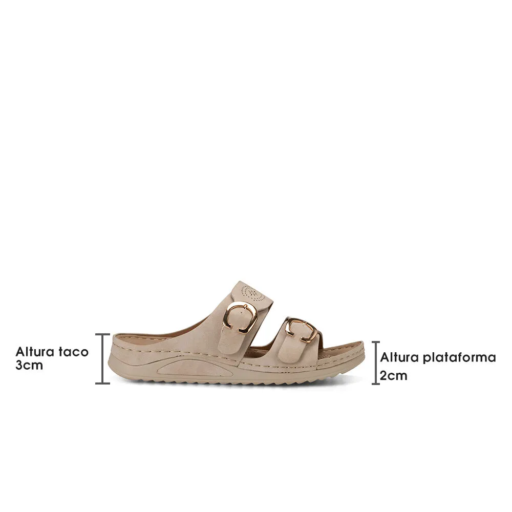 Sandalia Plana Beige Casual Jn31 Weide