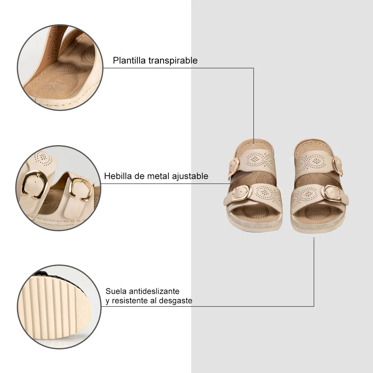Sandalia Plana Beige Casual Jn31 Weide