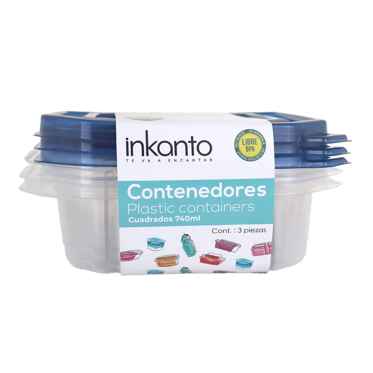 Set de Recipientes de Plástico, Color Azul Marino