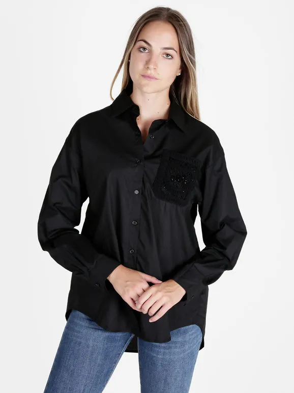 Solada Camisa de mujer oversize con bolsillo bordado