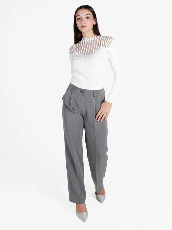 Solada Jersey de mujer de cuello alto con velos y pedrería