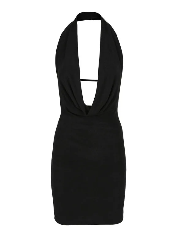 Solada Vestido mini de mujer con escote cascada y espalda abierta