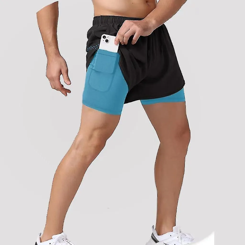SPORT SHORTS MEN SPORTSWEAR DOUBLEDECK TRAINING SHORT PANT SUMMER 2 IN 1 BEACH HOMME CLOTHING JOGGING GYM RUNNING SHORTS Z