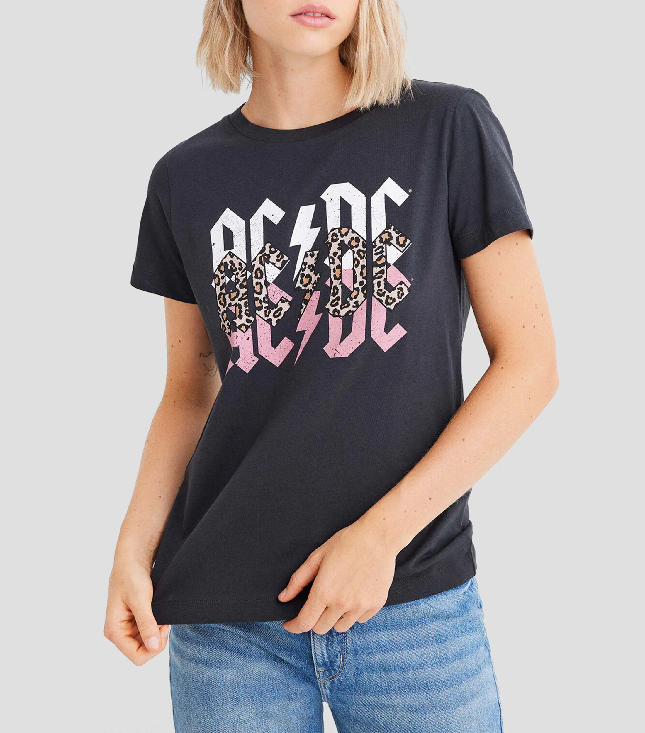 Springfield Playera de cuello redondo con manga corta estampada Mujer