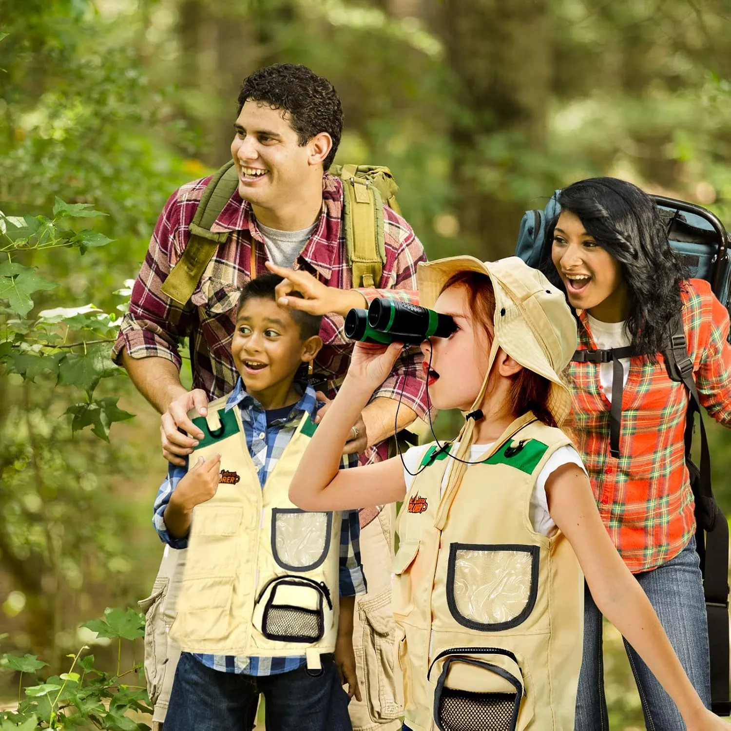 Tacobear Kit Explorador Niños Aire Libre Aventura Juguetes con Chaleco Sombrero Prismáticos Lupa Cazamariposas Brújula Juguetes 