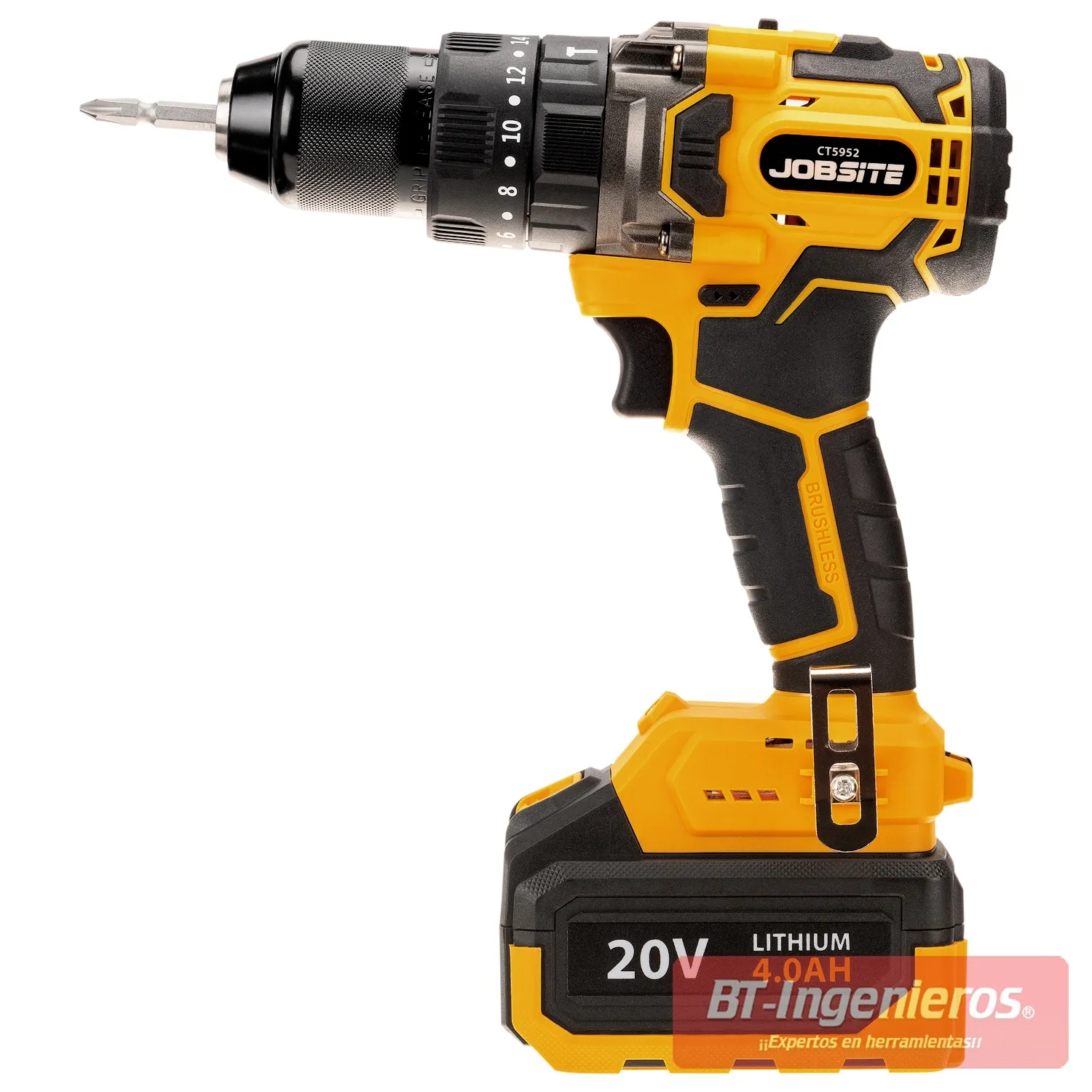 Taladro combinado a batería Brushless 20V Jobsite | 80 Nm | 1 x Batería 4 Ah