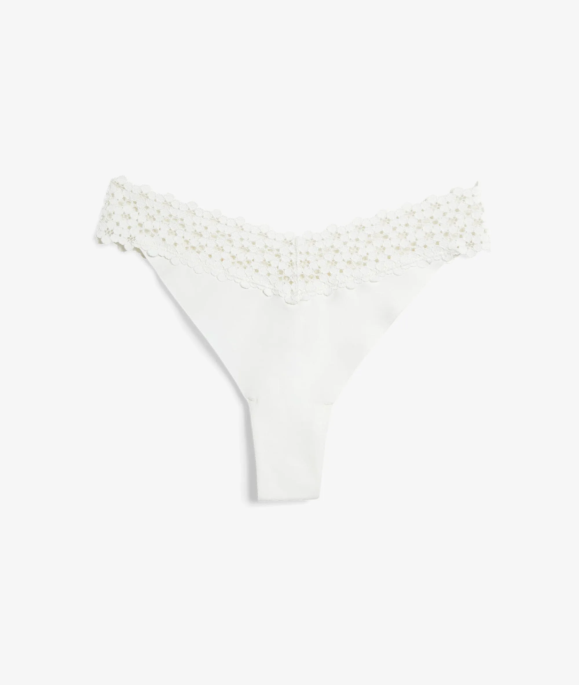 TANGA CON MOTIVOS DE ENCAJE WISH BLANC  ETAM