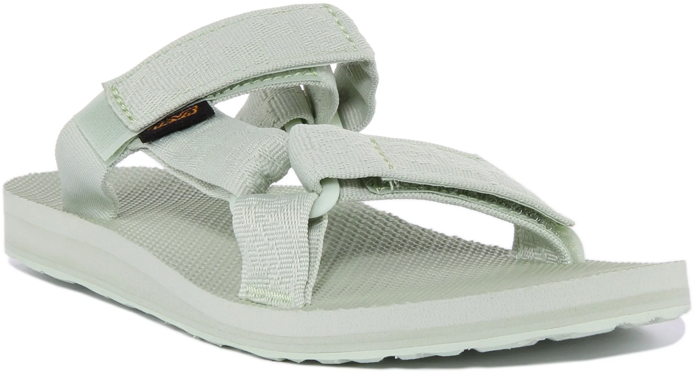 Teva Universal Slide Sandalia con correa de gancho y bucle para mujer en menta