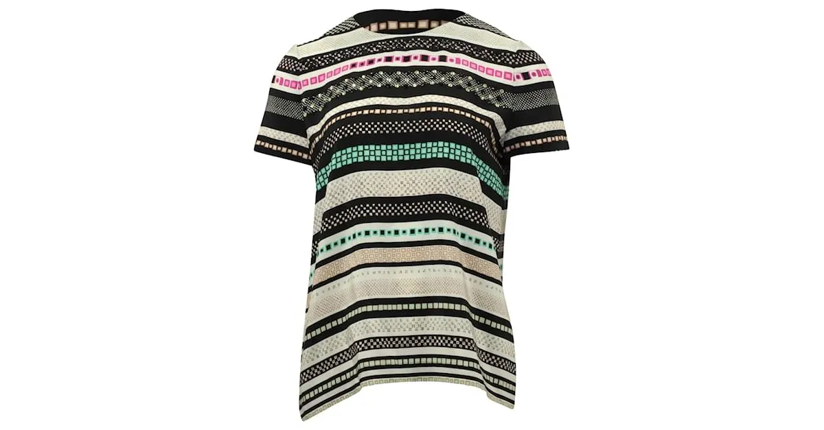 Top de rayas en seda multicolor Tori de Diane Von Furstenberg Impresión de pitón 