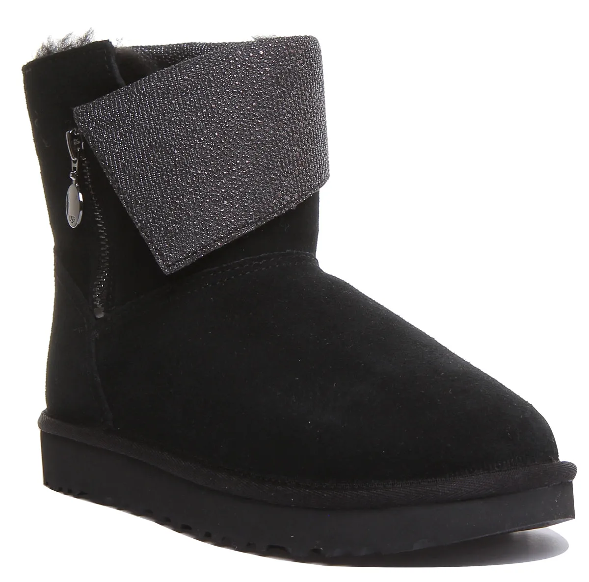 Ugg Caviar Mini Botas clásicas con cremallera lateral para mujer en negro