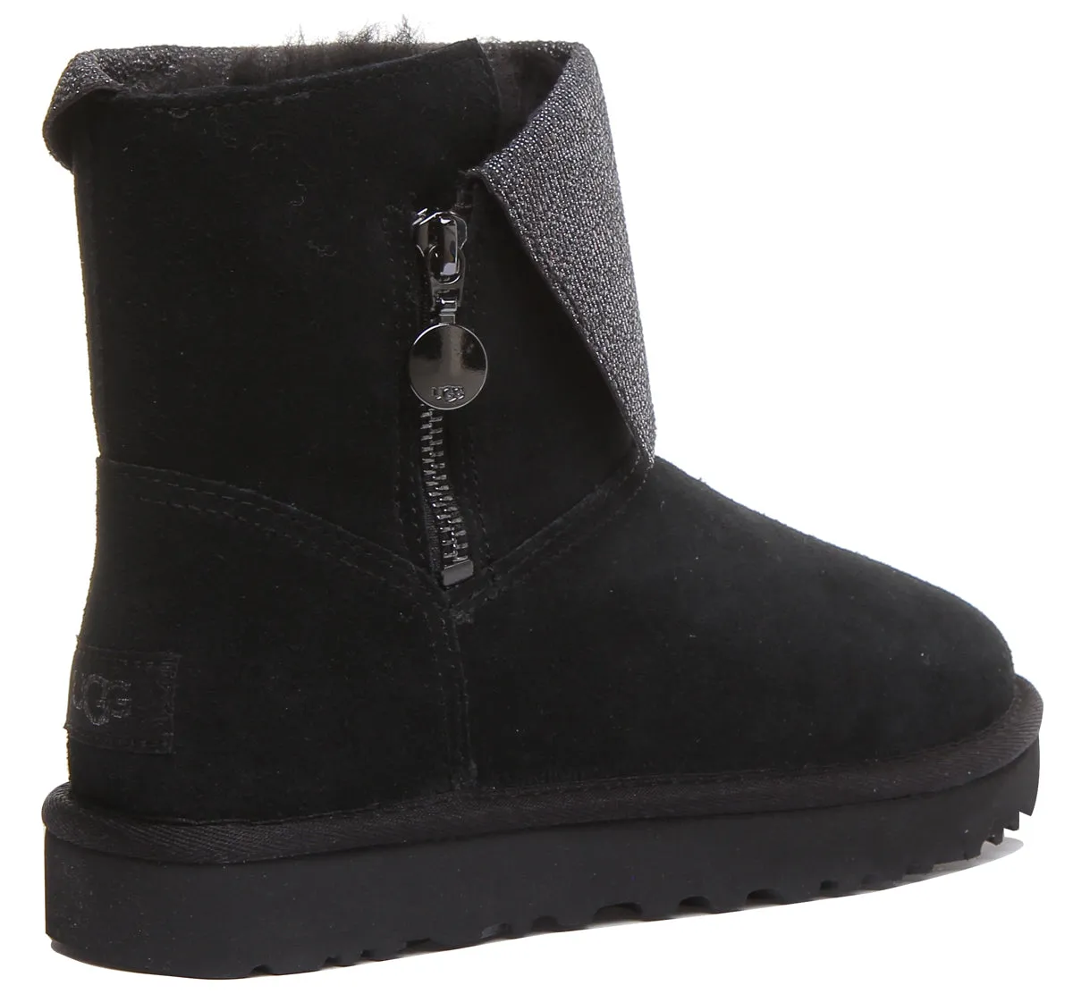 Ugg Caviar Mini Botas clásicas con cremallera lateral para mujer en negro