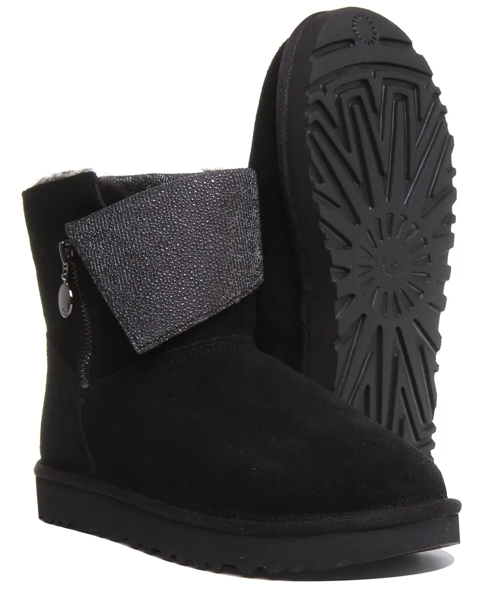 Ugg Caviar Mini Botas clásicas con cremallera lateral para mujer en negro