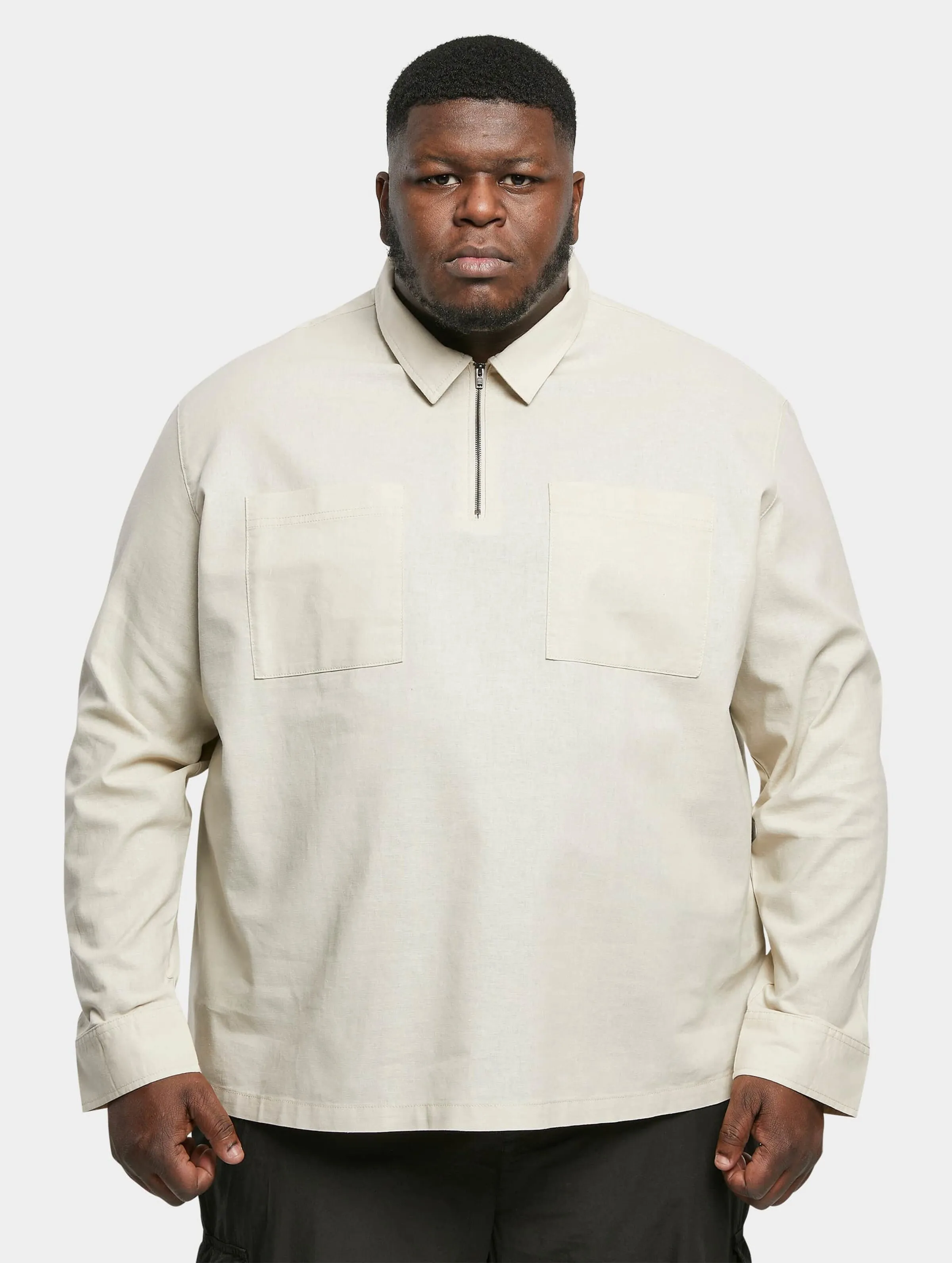 Urban Classics Cotton Linen Half Zip