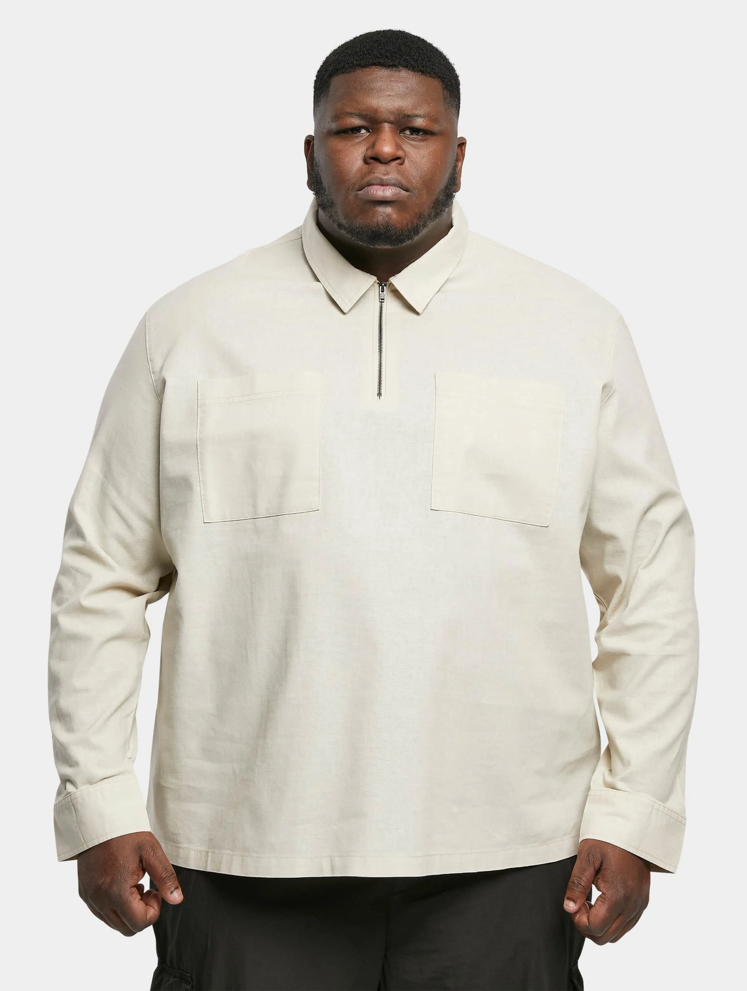 Urban Classics Cotton Linen Half Zip
