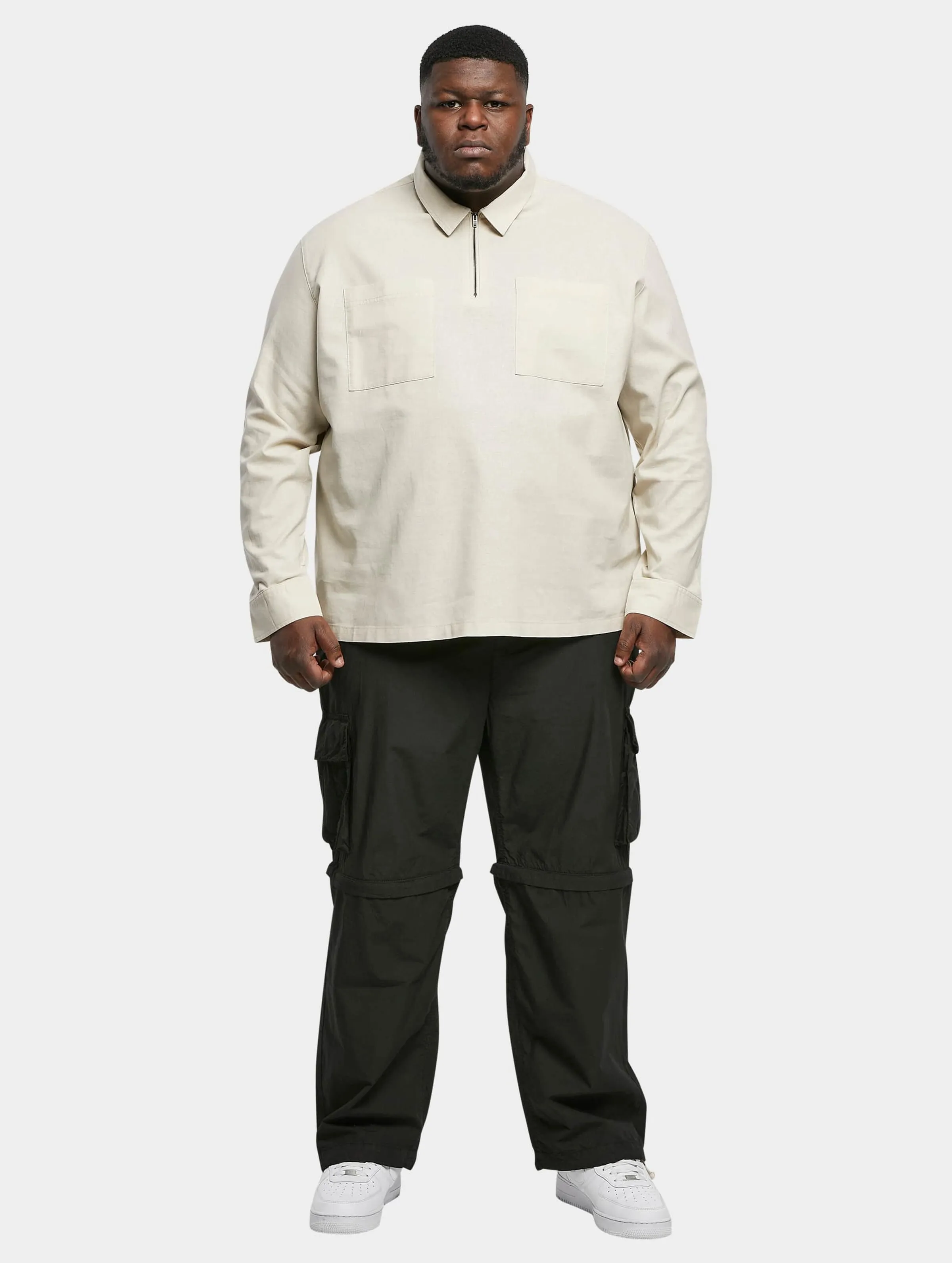 Urban Classics Cotton Linen Half Zip