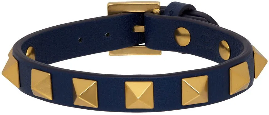 Valentino Leather Studded Bracelet