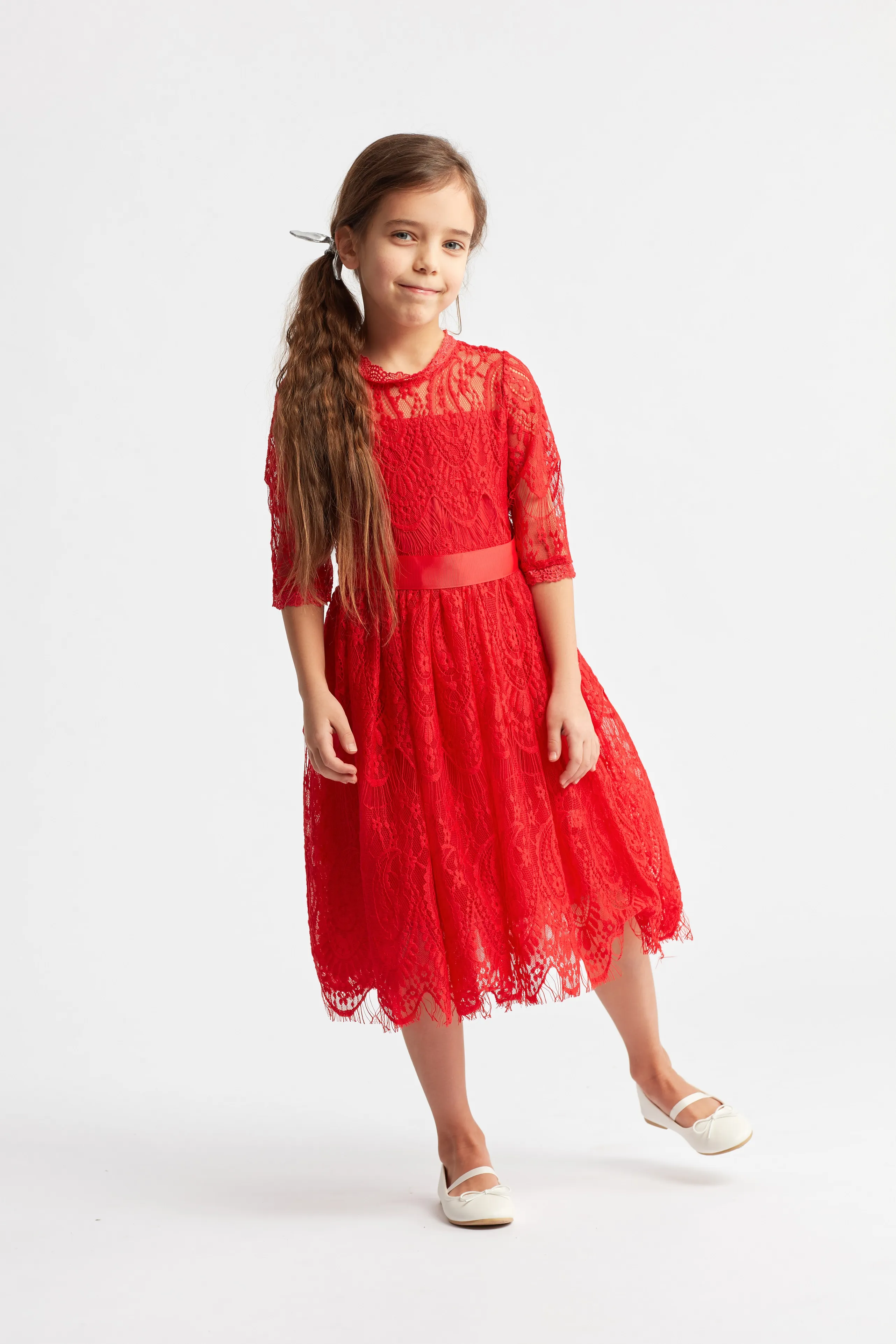 Vestido ceremonia niña Bohemia rojo
