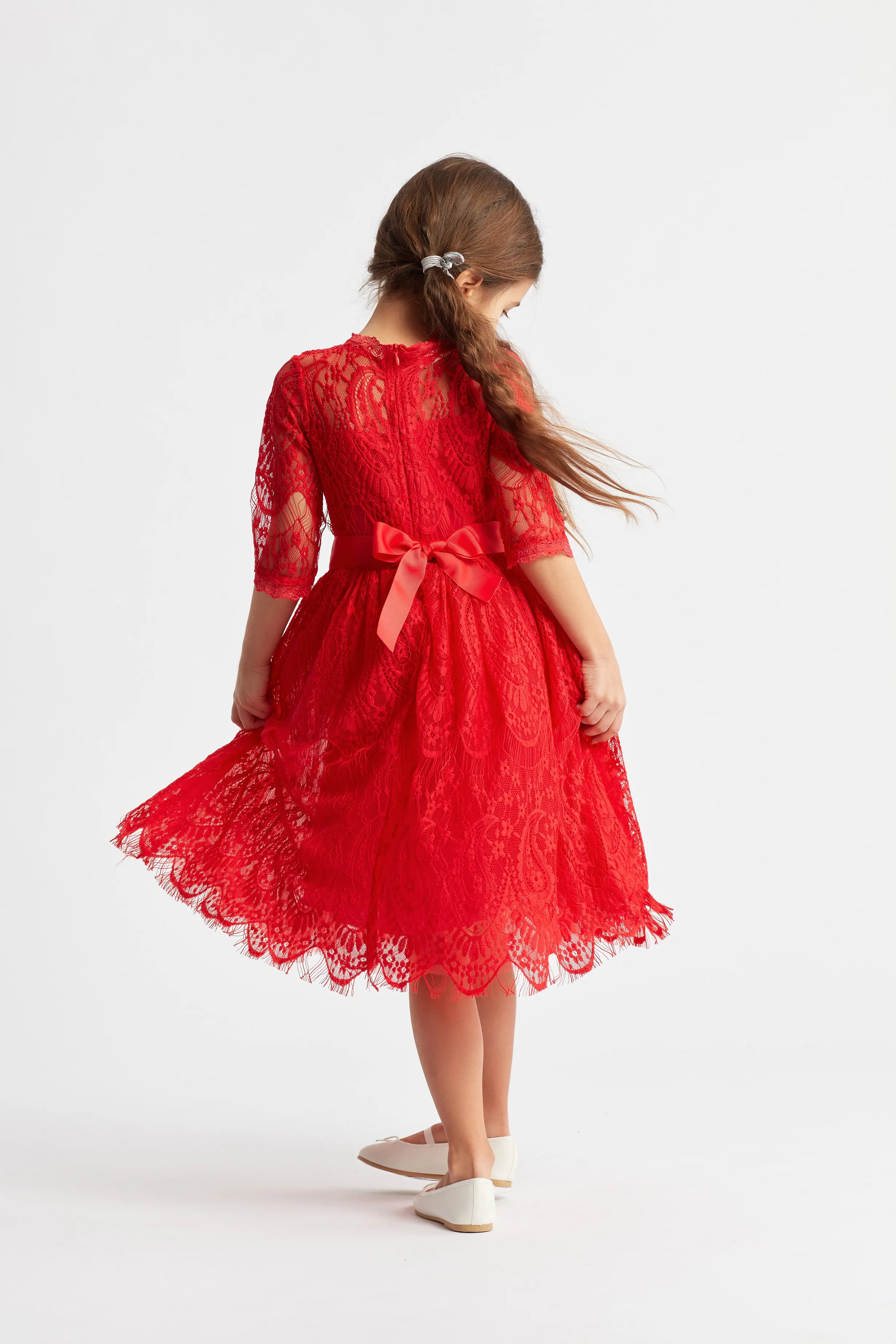 Vestido ceremonia niña Bohemia rojo