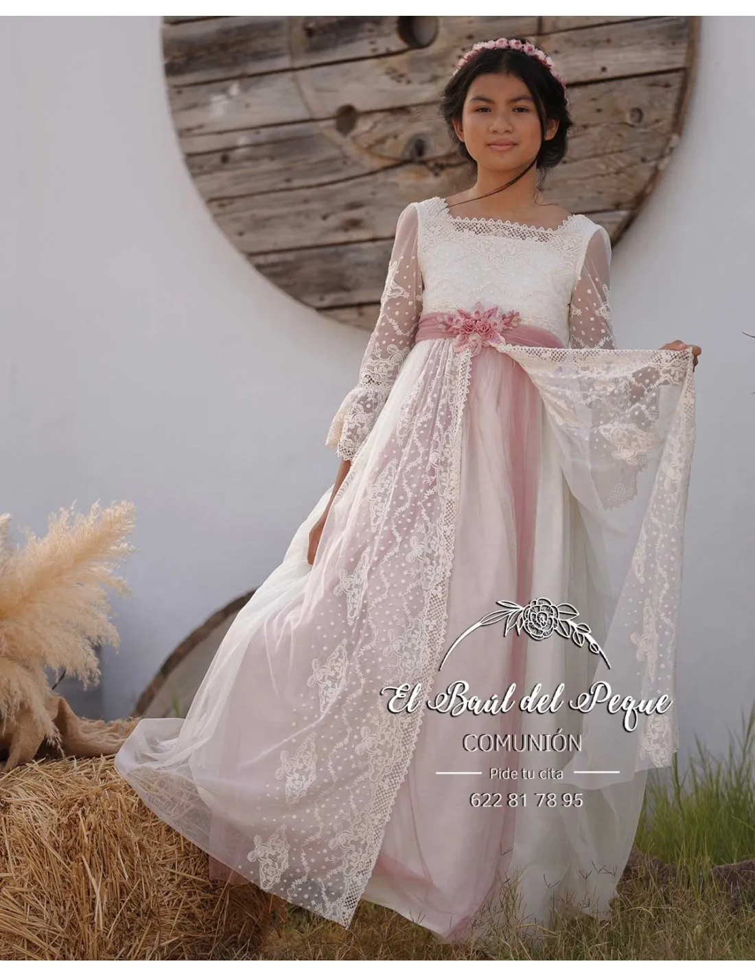 Vestido Comunión Modelo Buganvilla Mon Air 2024 Flor de Sal