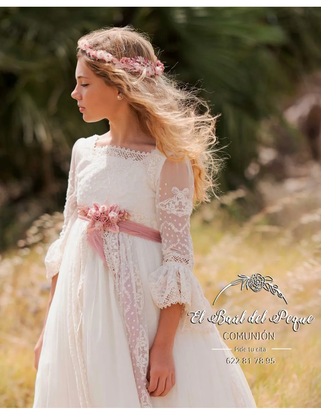 Vestido Comunión Modelo Buganvilla Mon Air 2024 Flor de Sal