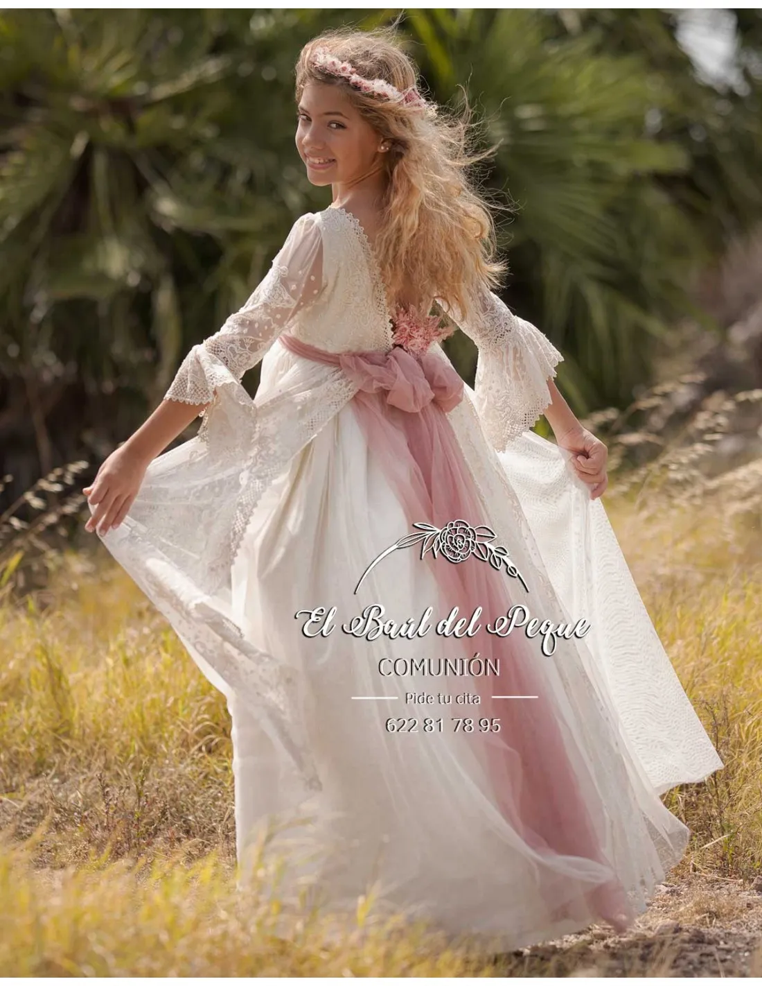 Vestido Comunión Modelo Buganvilla Mon Air 2024 Flor de Sal