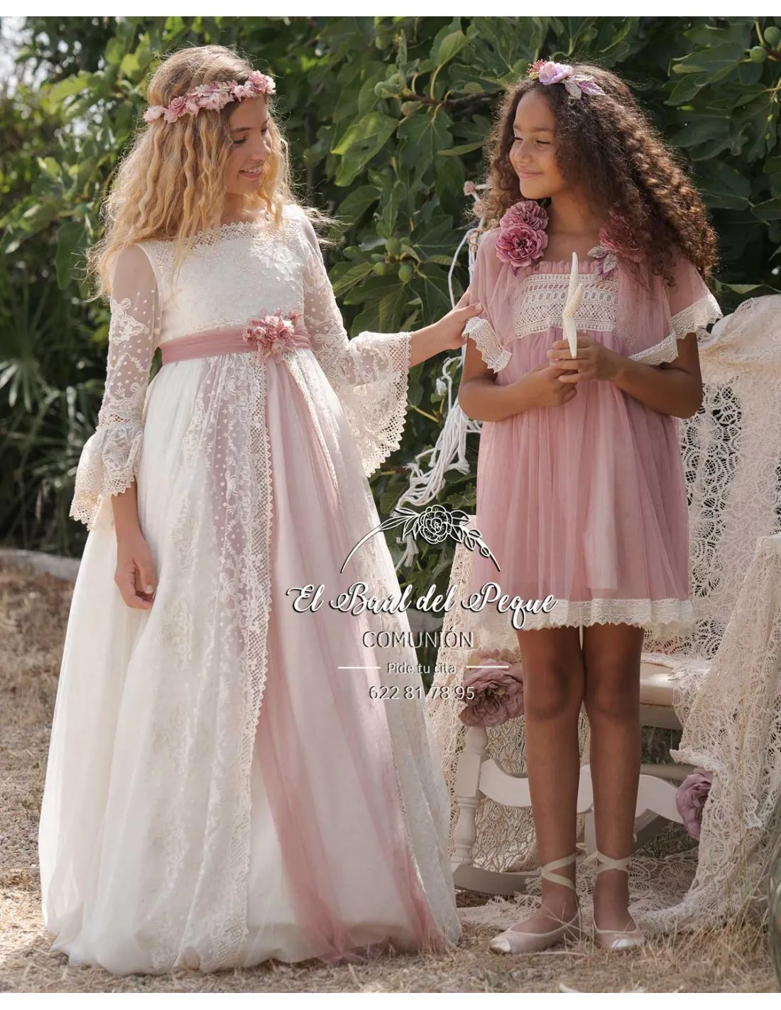 Vestido Comunión Modelo Buganvilla Mon Air 2024 Flor de Sal
