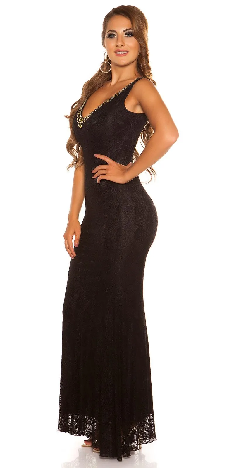Vestido de noche negro de alfombra roja