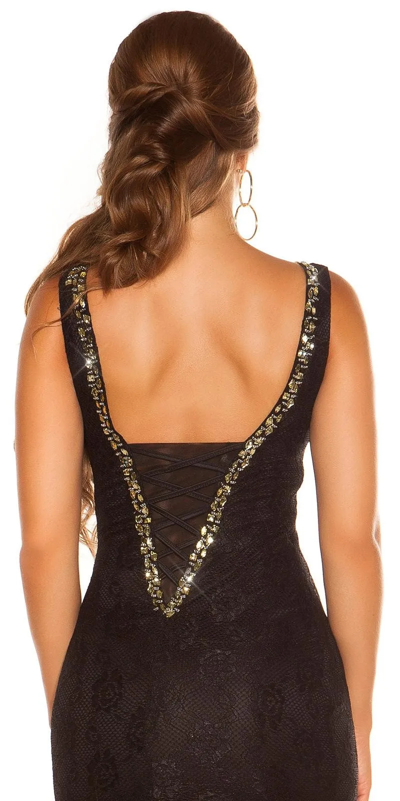 Vestido de noche negro de alfombra roja