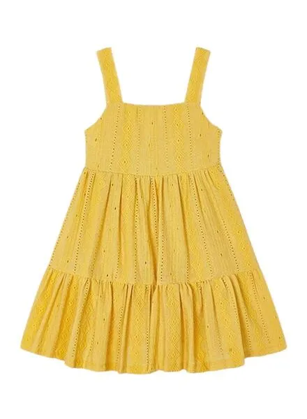 Vestido Mayoral Perforado Amarillo para Niña