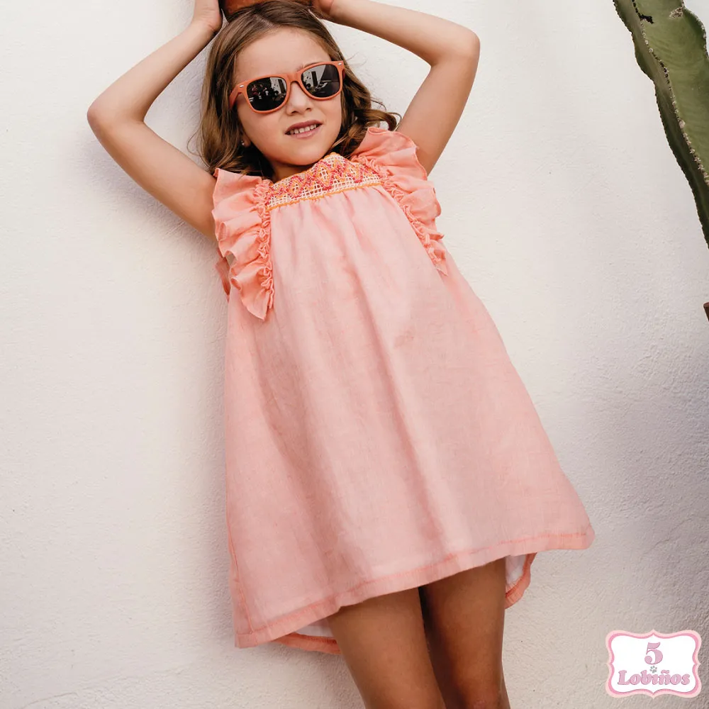 VESTIDO NIÑA MUSOLA CORAL Coco Acqua
