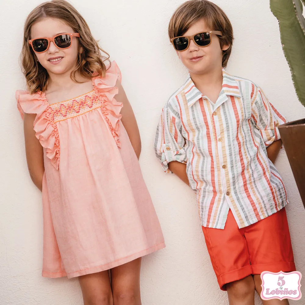 VESTIDO NIÑA MUSOLA CORAL Coco Acqua