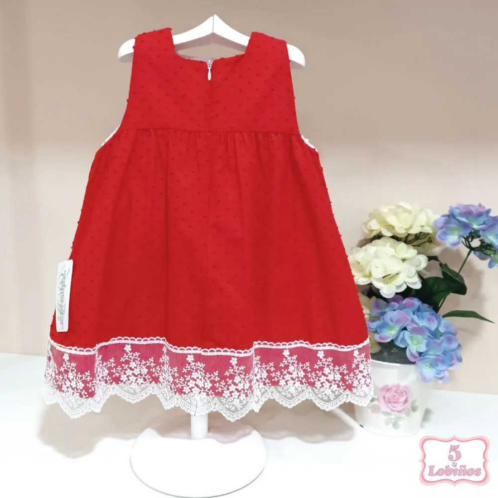 VESTIDO NIÑA PLUMETI ROJO Lor Miral