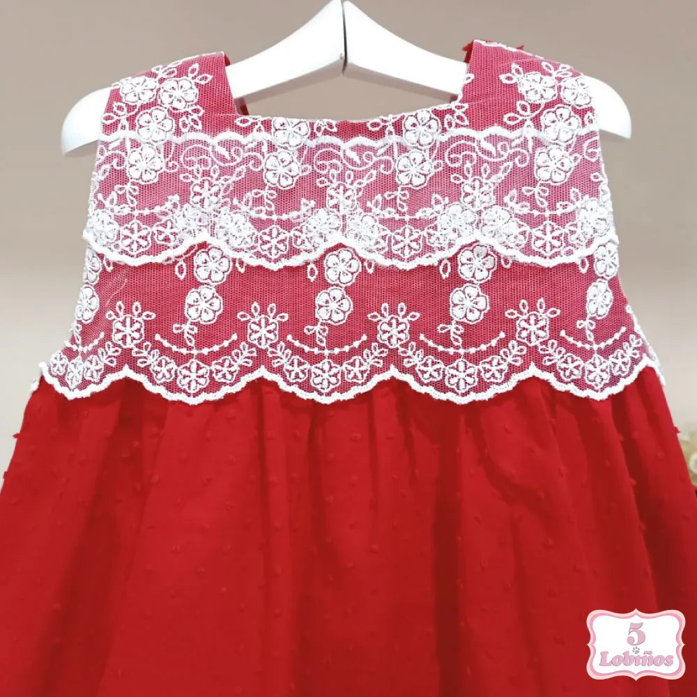 VESTIDO NIÑA PLUMETI ROJO Lor Miral