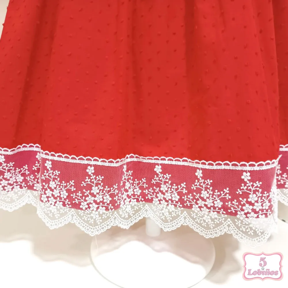 VESTIDO NIÑA PLUMETI ROJO Lor Miral