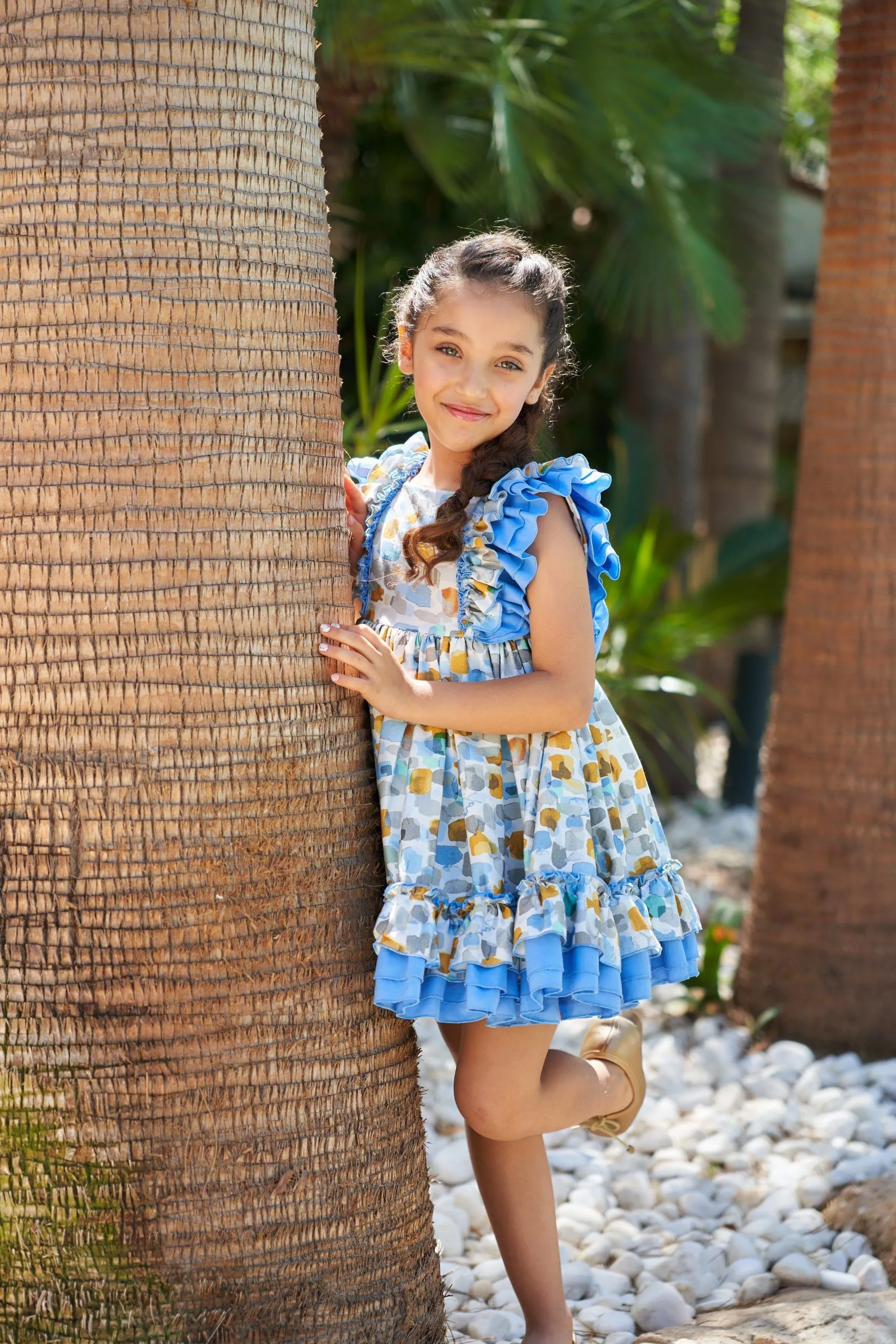 Vestido niña manchas multicolor