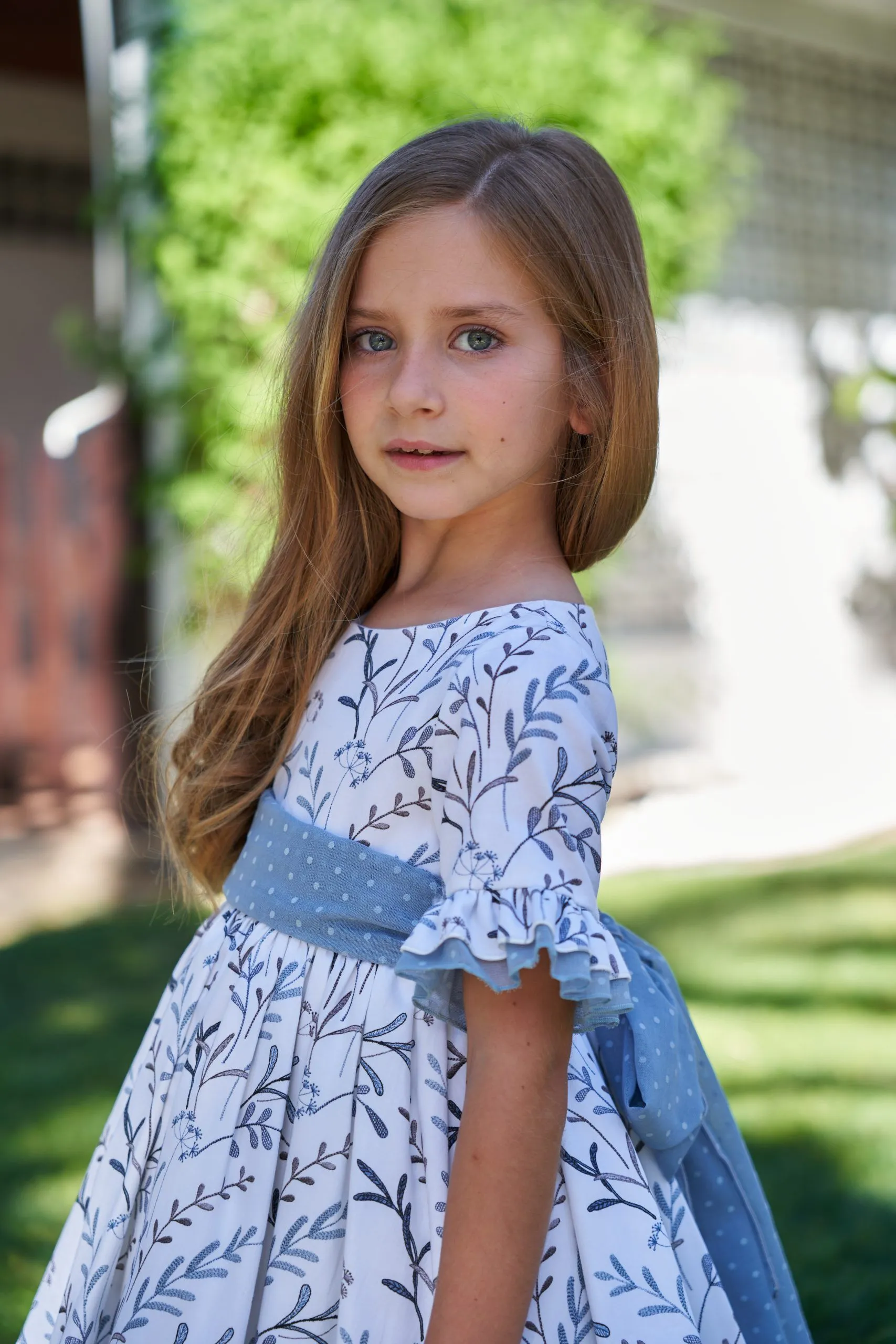 Vestido niña ramas azules