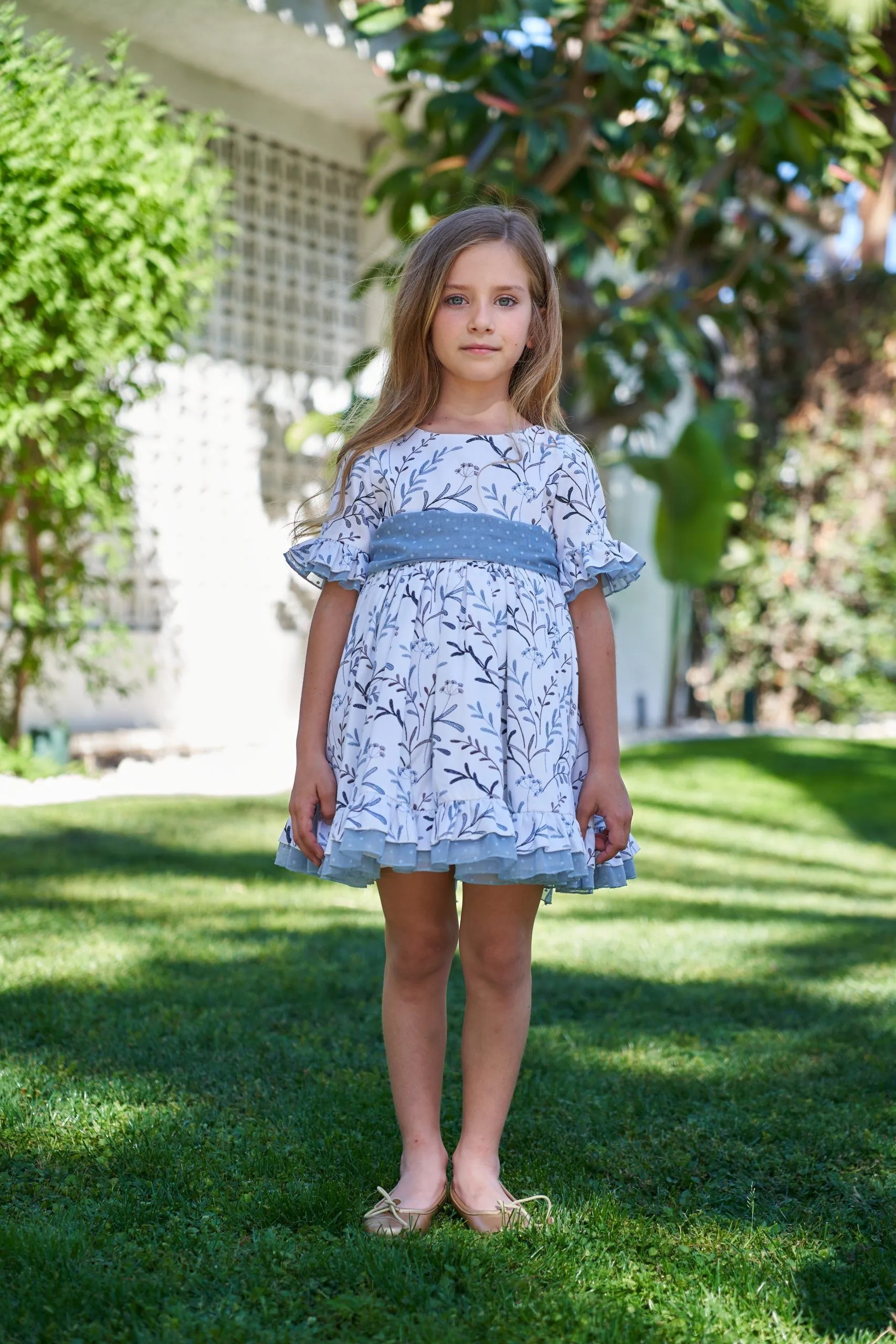Vestido niña ramas azules