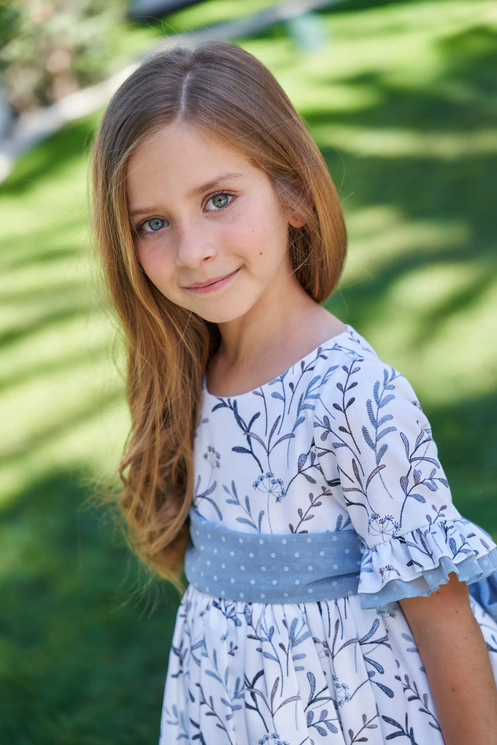 Vestido niña ramas azules