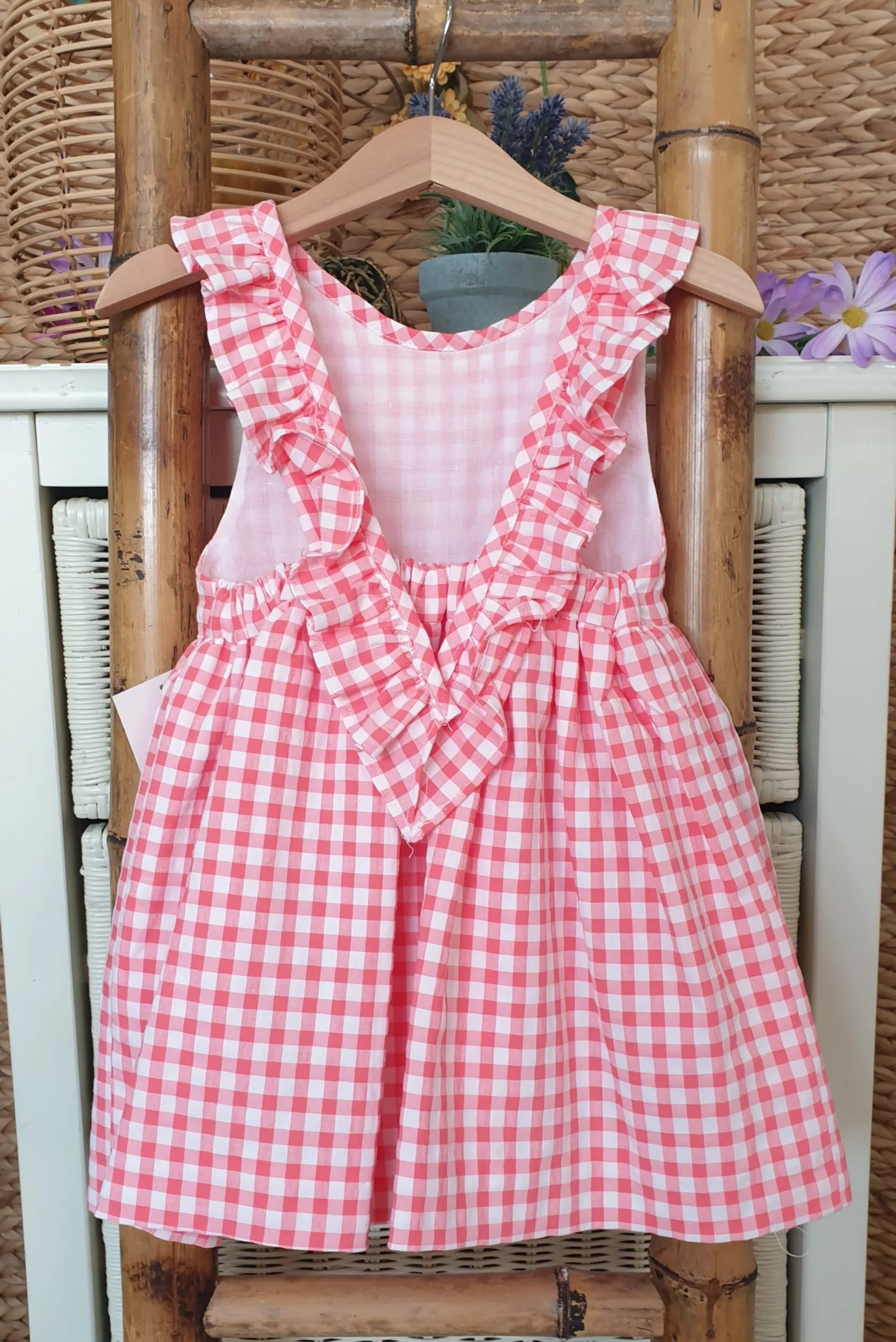 Vestido niña vichy coral R180932
