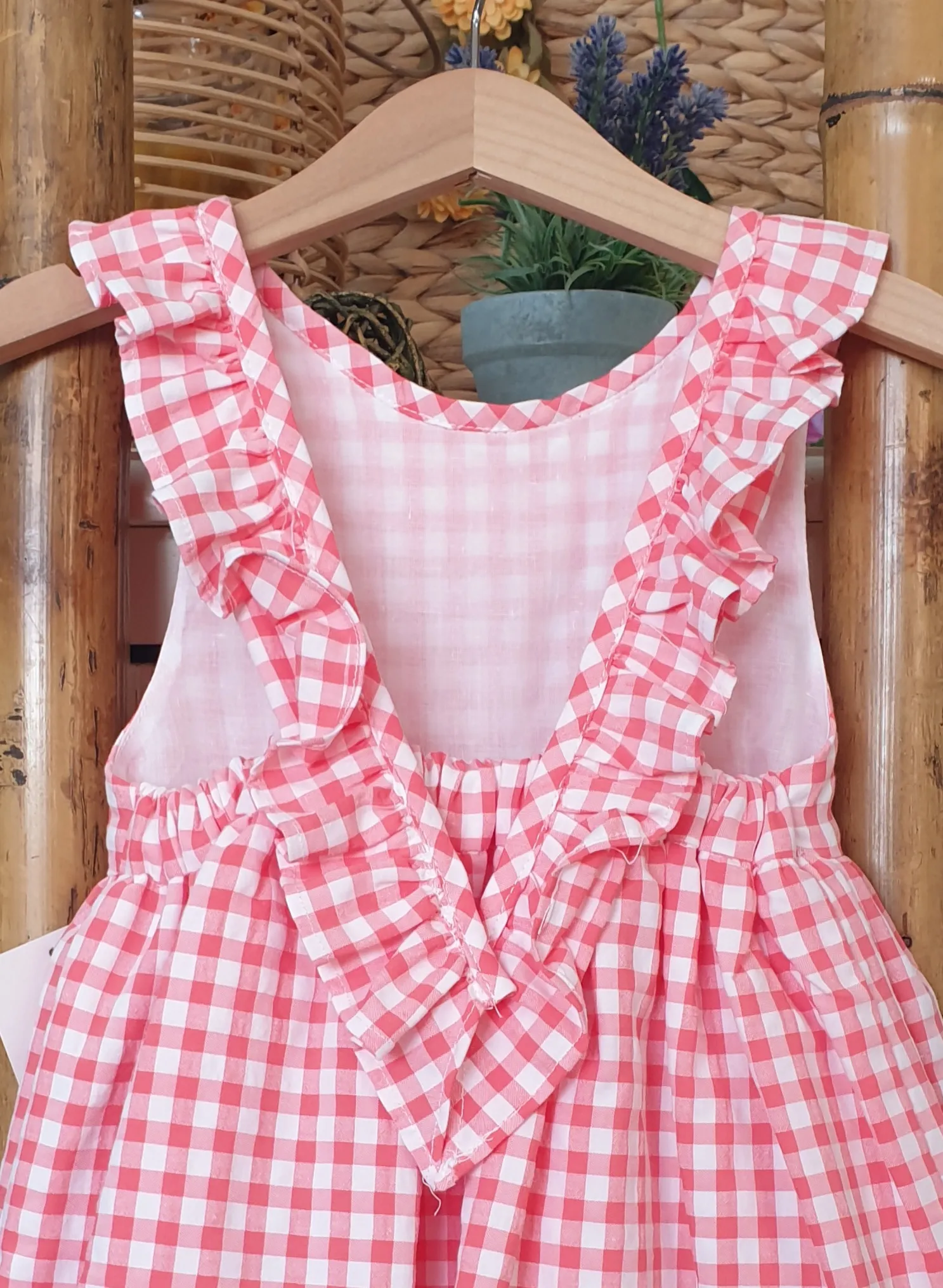 Vestido niña vichy coral R180932
