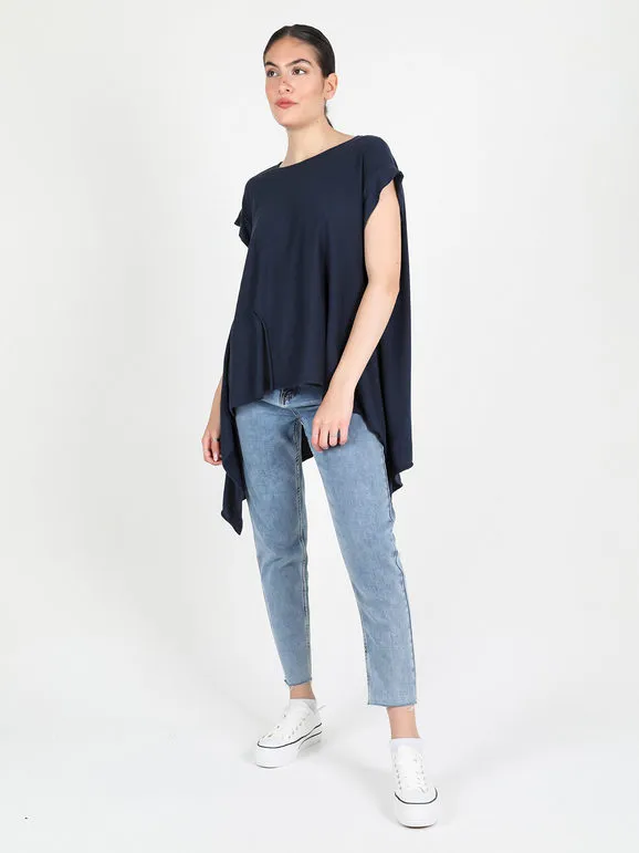 Wendy Trendy Camiseta maxi asimétrica de mujer de algodón