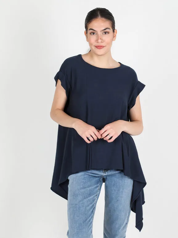 Wendy Trendy Camiseta maxi asimétrica de mujer de algodón