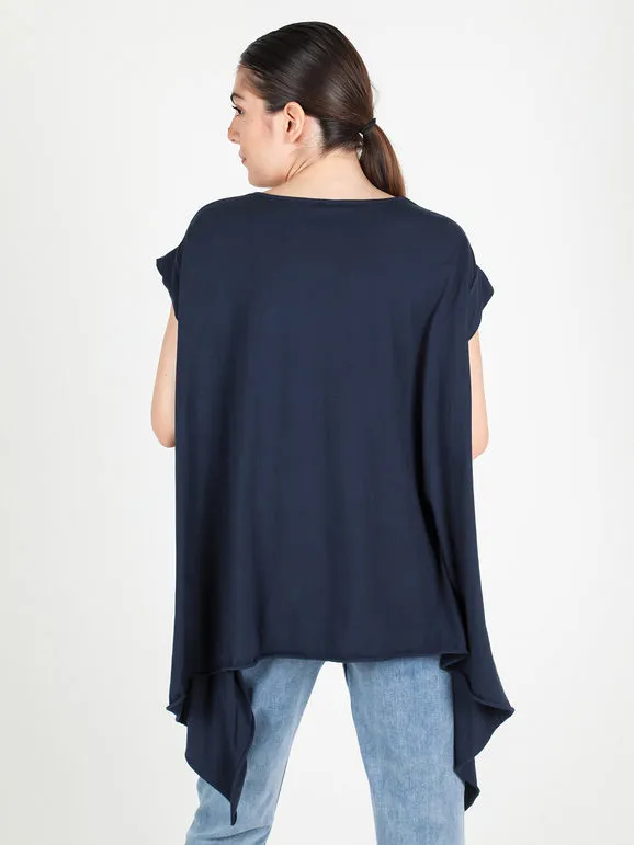 Wendy Trendy Camiseta maxi asimétrica de mujer de algodón