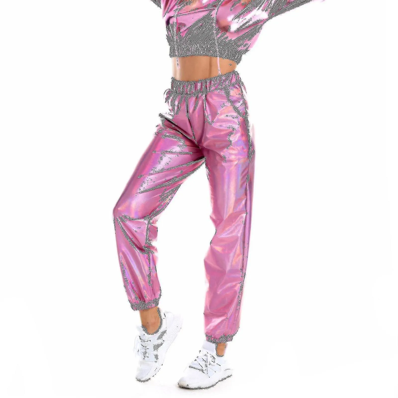 Women's Fashion Holographic Streetwear Club Cool Shiny Causal Pants JSTR