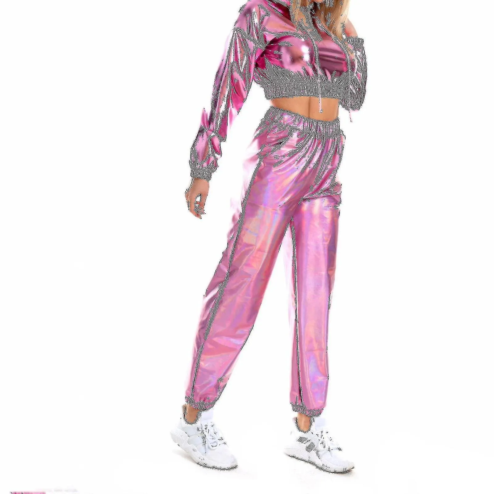Women's Fashion Holographic Streetwear Club Cool Shiny Causal Pants JSTR