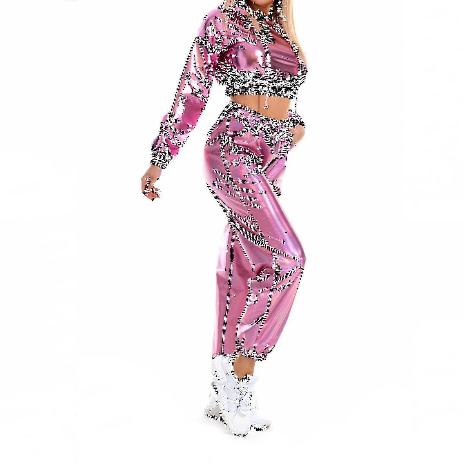 Women's Fashion Holographic Streetwear Club Cool Shiny Causal Pants JSTR