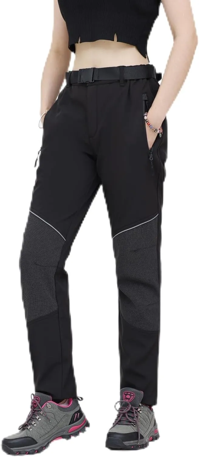 WORK IDEA  PANTALONES DE SENDERISMO PARA MUJER  MATERIAL IMPERMEABLE  CORTE ELáSTICO  CALOR DURANTE EL INVIERNO  CREMALLERAS DE