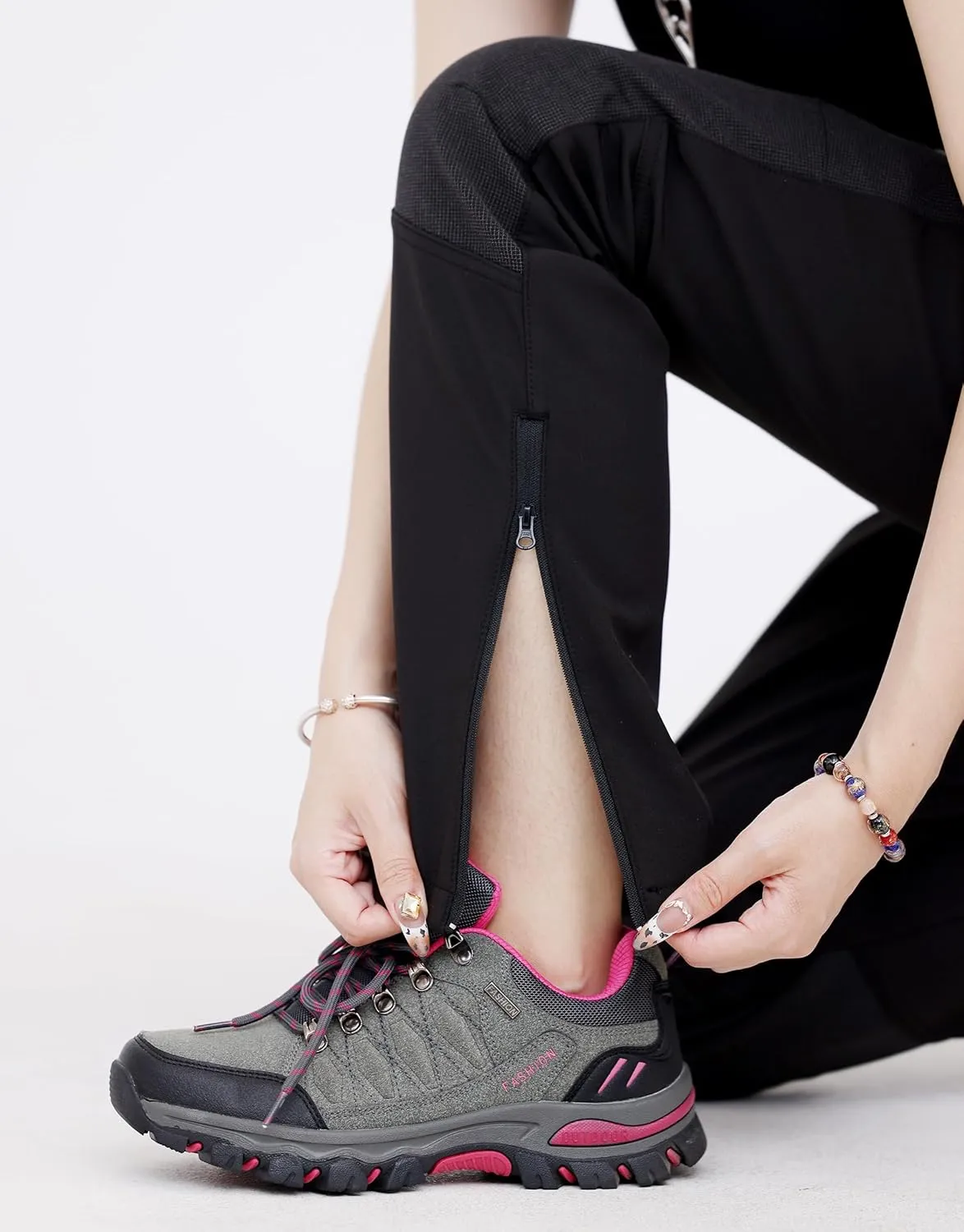 WORK IDEA  PANTALONES DE SENDERISMO PARA MUJER  MATERIAL IMPERMEABLE  CORTE ELáSTICO  CALOR DURANTE EL INVIERNO  CREMALLERAS DE
